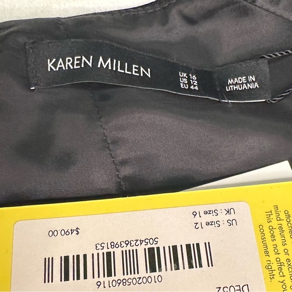 NEW Karen Millen Black Sweetheart Neckline Midi length Dress New with Tags Sz 12 - Picture 3 of 15
